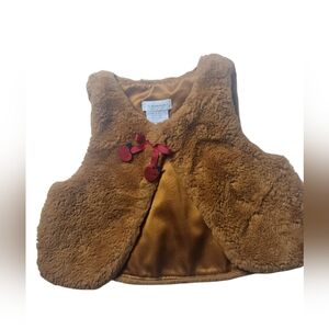 Tahari Baby Faux Fur Vest Brown 6-9 Months with Satin Lining